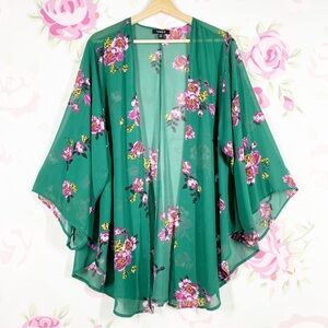 TORRID Floral Print Boho Open Front Kimono Cover Up 1X 2X